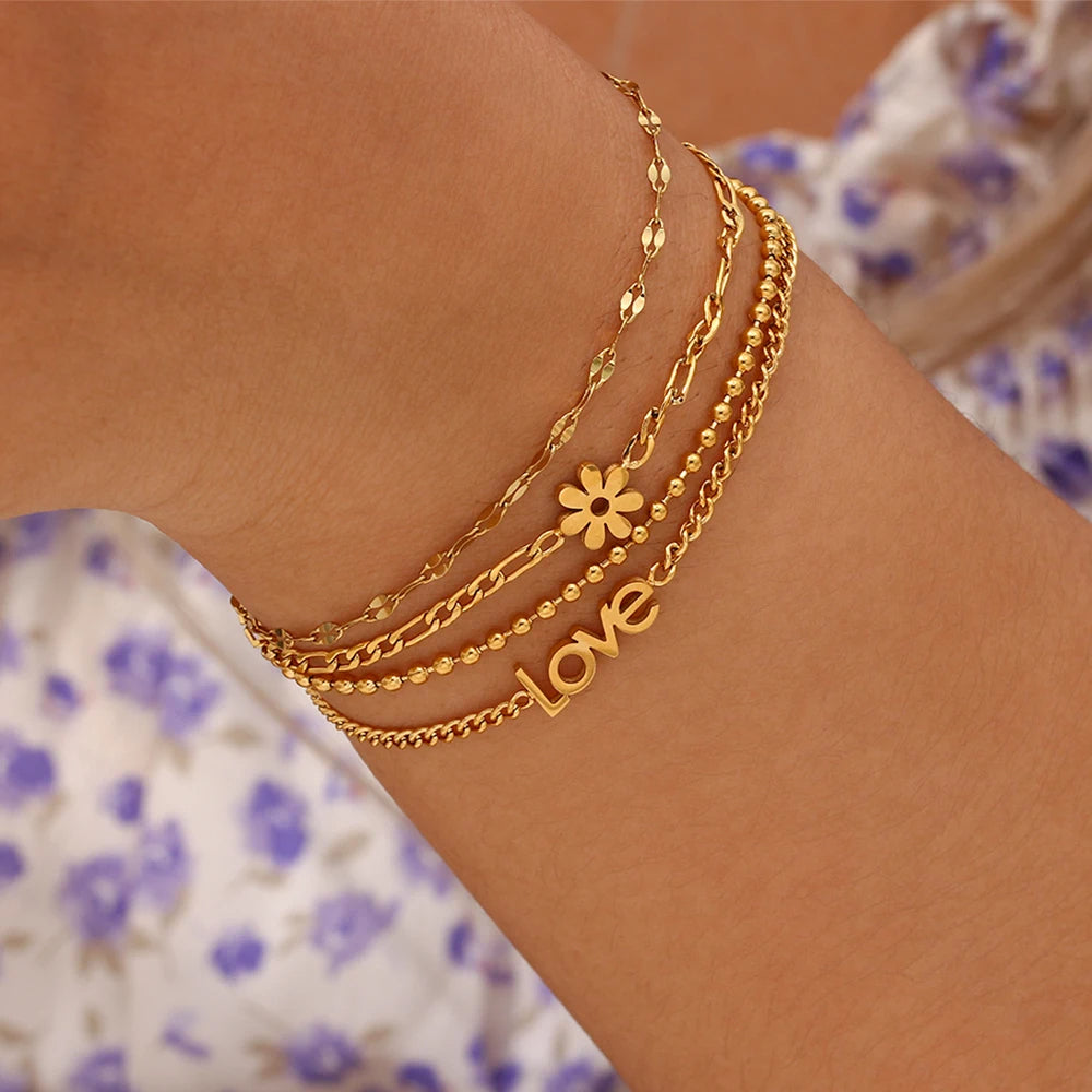 Feather - Double Layer Gold Bracelet