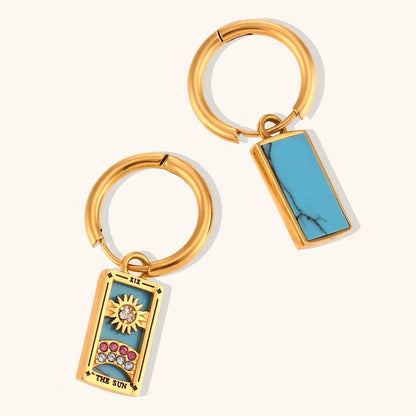 The Sun - Tarot Card Gold Hoop Earrings