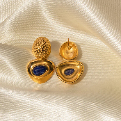 Wisdom and Focus - Gold Stud Earrings with Lapis Lazuli