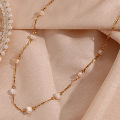 Ocean Treasures  - Gold Pearl Necklace and Bracelet