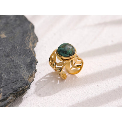 Blessed Tranquillity - 18k Open ring with African Turquoise Jasper