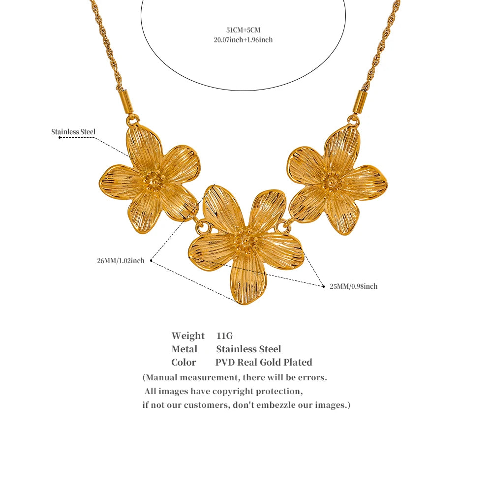 Golden Blossom: 18K Gold Flowers Necklace