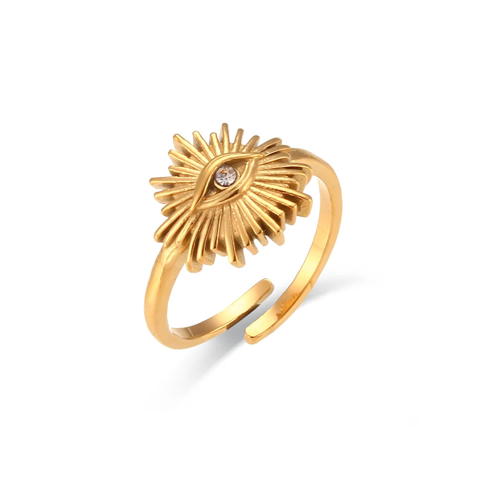 Eye of Protection: Gold Adjustable Evil Eye Ring