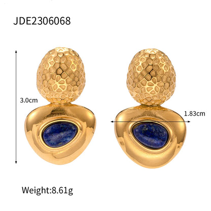 Wisdom and Focus - Gold Stud Earrings with Lapis Lazuli