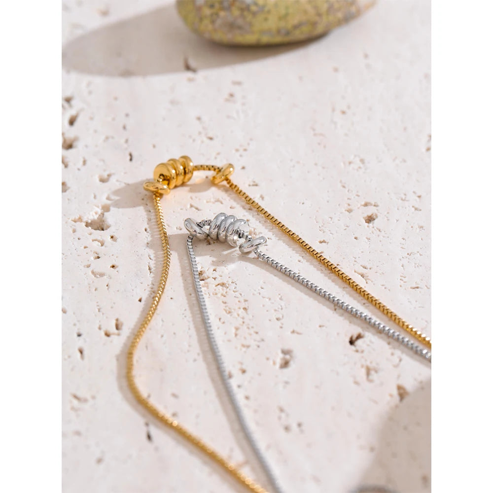 Rondelle - Gold | Silver Box Chain  Necklace