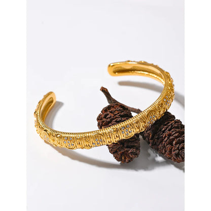 Celestial Dream: Moon and Stars Gold Cuff Bracelet