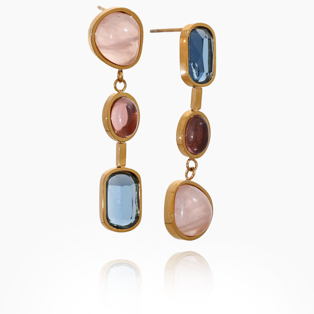 Abundant Kindness - Rose Quartz Gold Drop Earrings