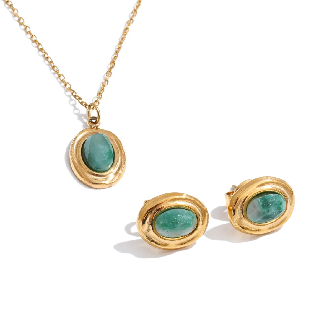Calm Within – Dainty Amazonite Necklace & Earrings Set