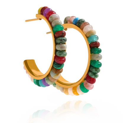 Balance & Prosperity - Hoop Earrings with a mix of Gemstones