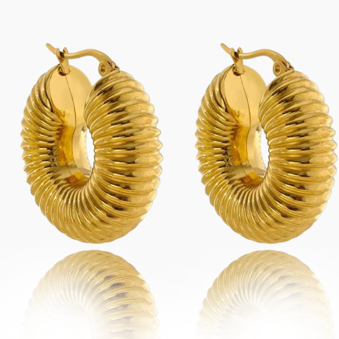 Round Chunky Hoop 18k Gold Earrings