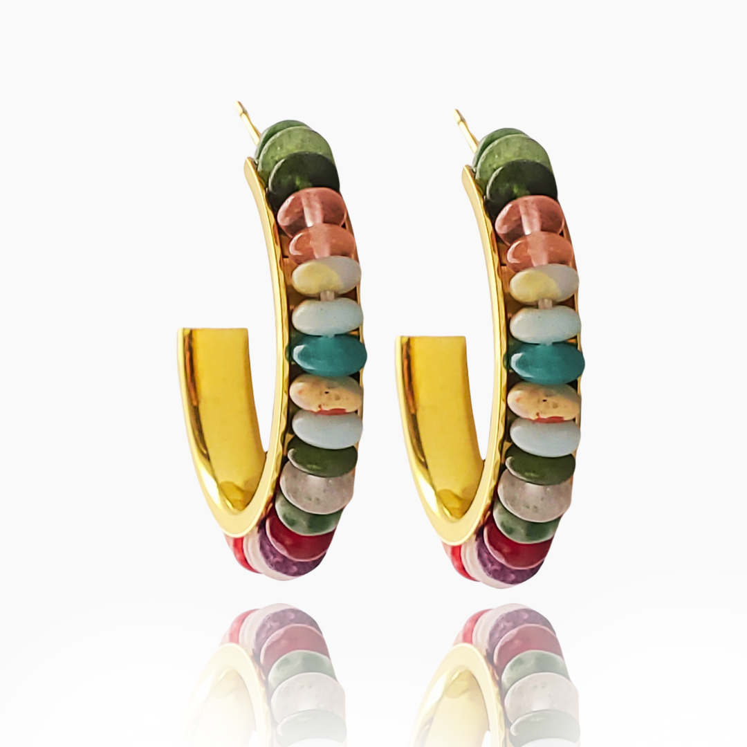 Balance & Prosperity - Hoop Earrings with a mix of Gemstones