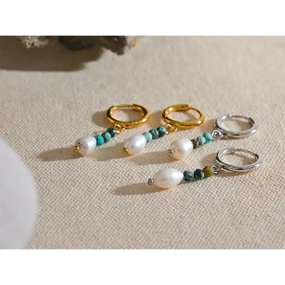 Balance the mind - 18k Drop Earrings with Turquoise and Pearl