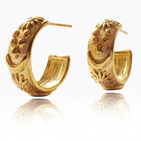 Sun and Moon Hoop Earrings