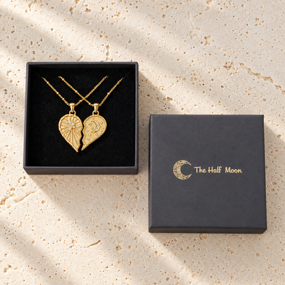 Eternal Bond – Sun & Moon Heart Necklace Set