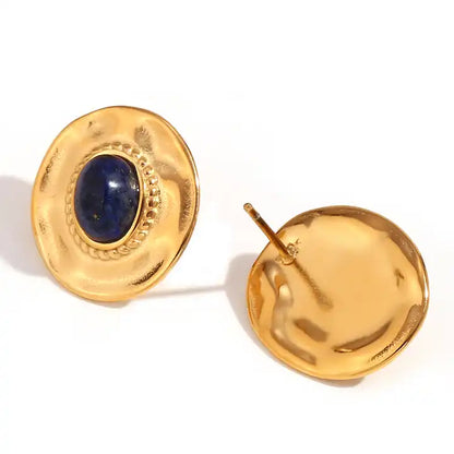 Confidence and Happiness - 18k Stud Earrings with Lapis Lazuli and Turquoise