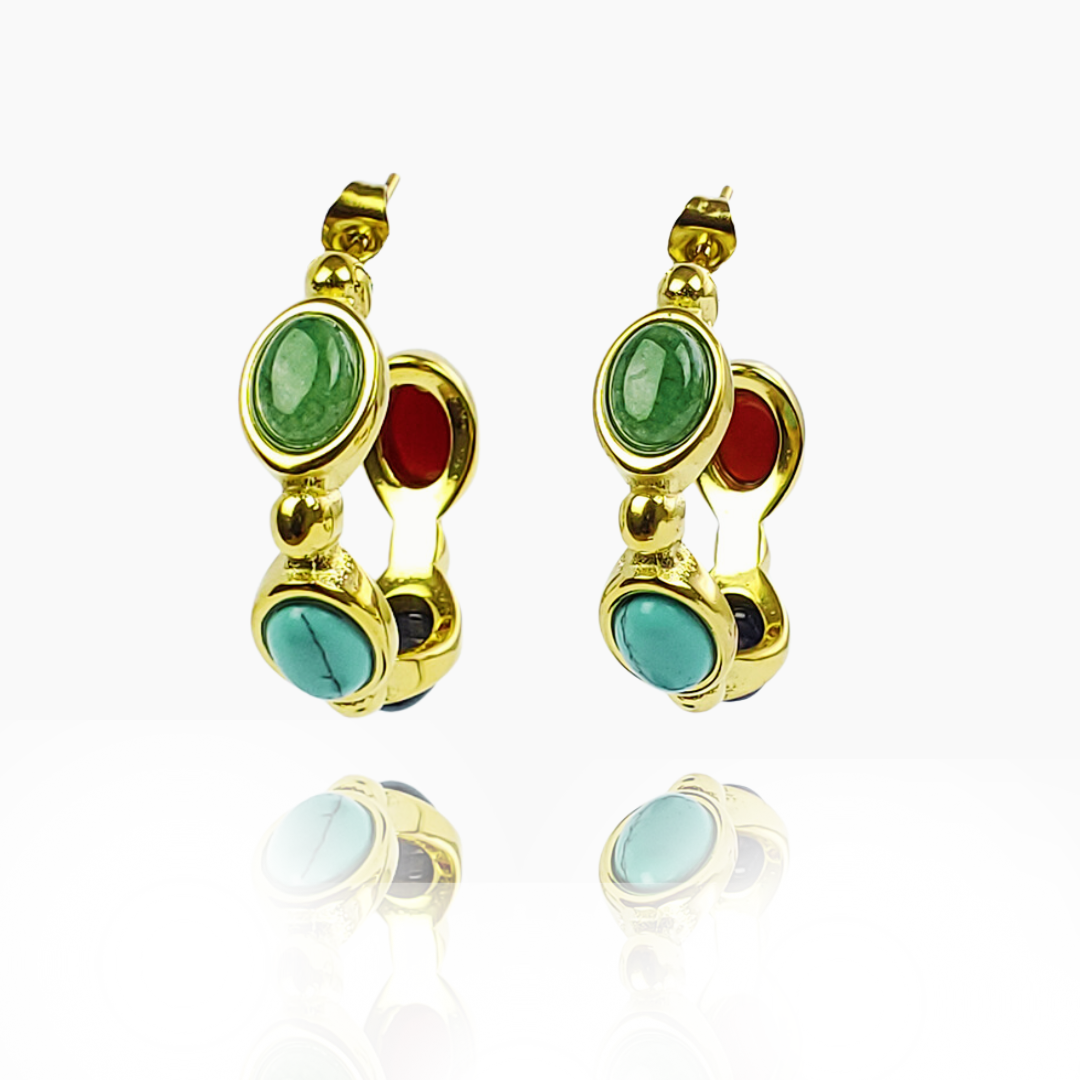 Delicate Guidence - Gold Hoop Earrings with Gemstones