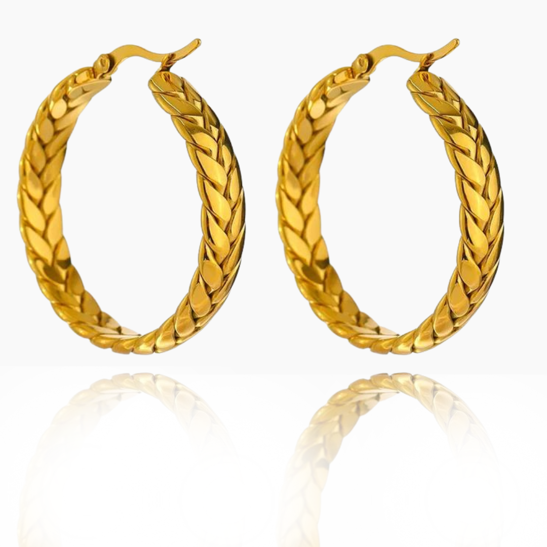 Golden Braided Elegance - Gold  Hoop Earrings