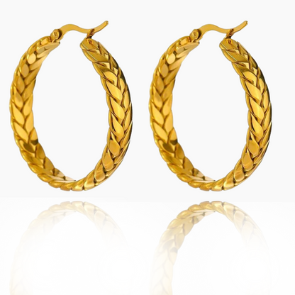 Golden Braided Elegance - Gold  Hoop Earrings