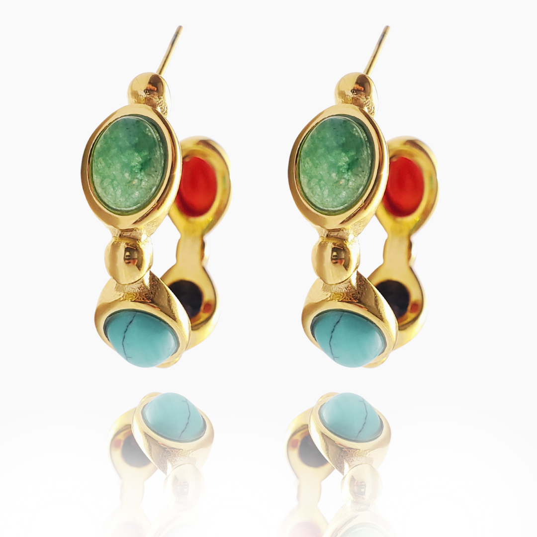 Delicate Guidence - Gold Hoop Earrings with Gemstones