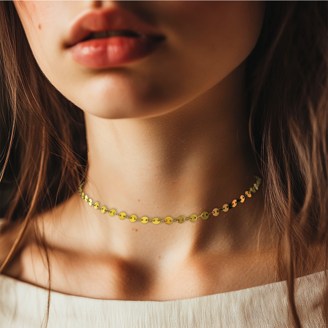 Disc Chain Choker Gold/Silver for Women