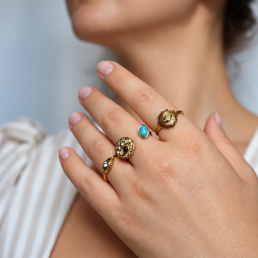 Eyes On You – Turquoise Evil Eye Ring
