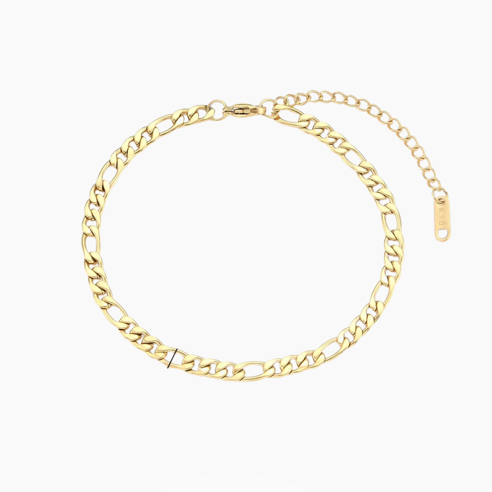 Figaro 5mm Gold Chain Bracelet