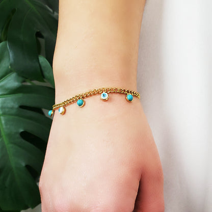 Focus and Strength -  18k Evil Eye Bracelet with Turquoise