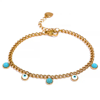 Focus and Strength -  18k Evil Eye Bracelet with Turquoise