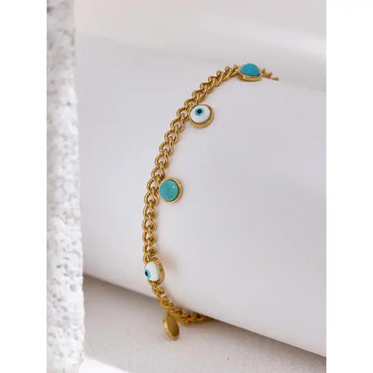 Focus and Strength -  18k Evil Eye Bracelet with Turquoise