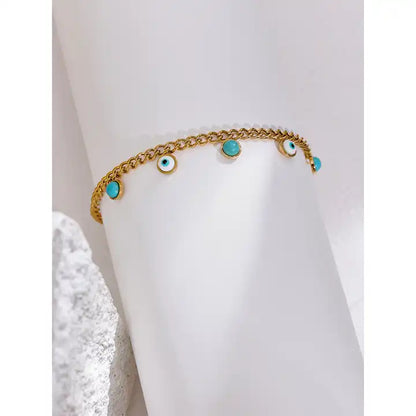 Focus and Strength -  18k Evil Eye Bracelet with Turquoise