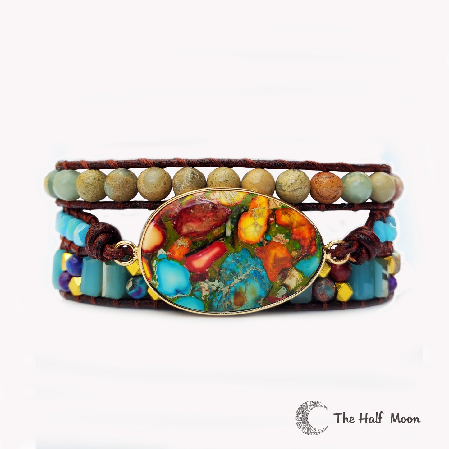 Genuine Harmony - Jasper Leather Wrap Bracelet