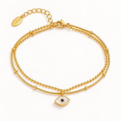 Watch Over Me – Mother of Pearl Evil Eye Bracelet