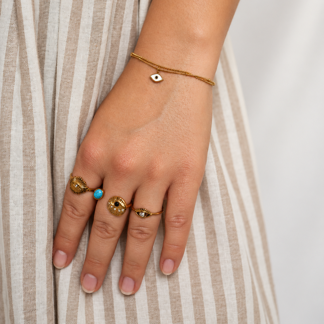 Watch Over Me – Mother of Pearl Evil Eye Bracelet