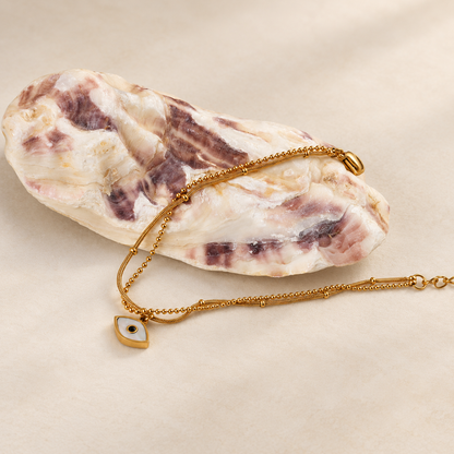 Watch Over Me – Mother of Pearl Evil Eye Bracelet