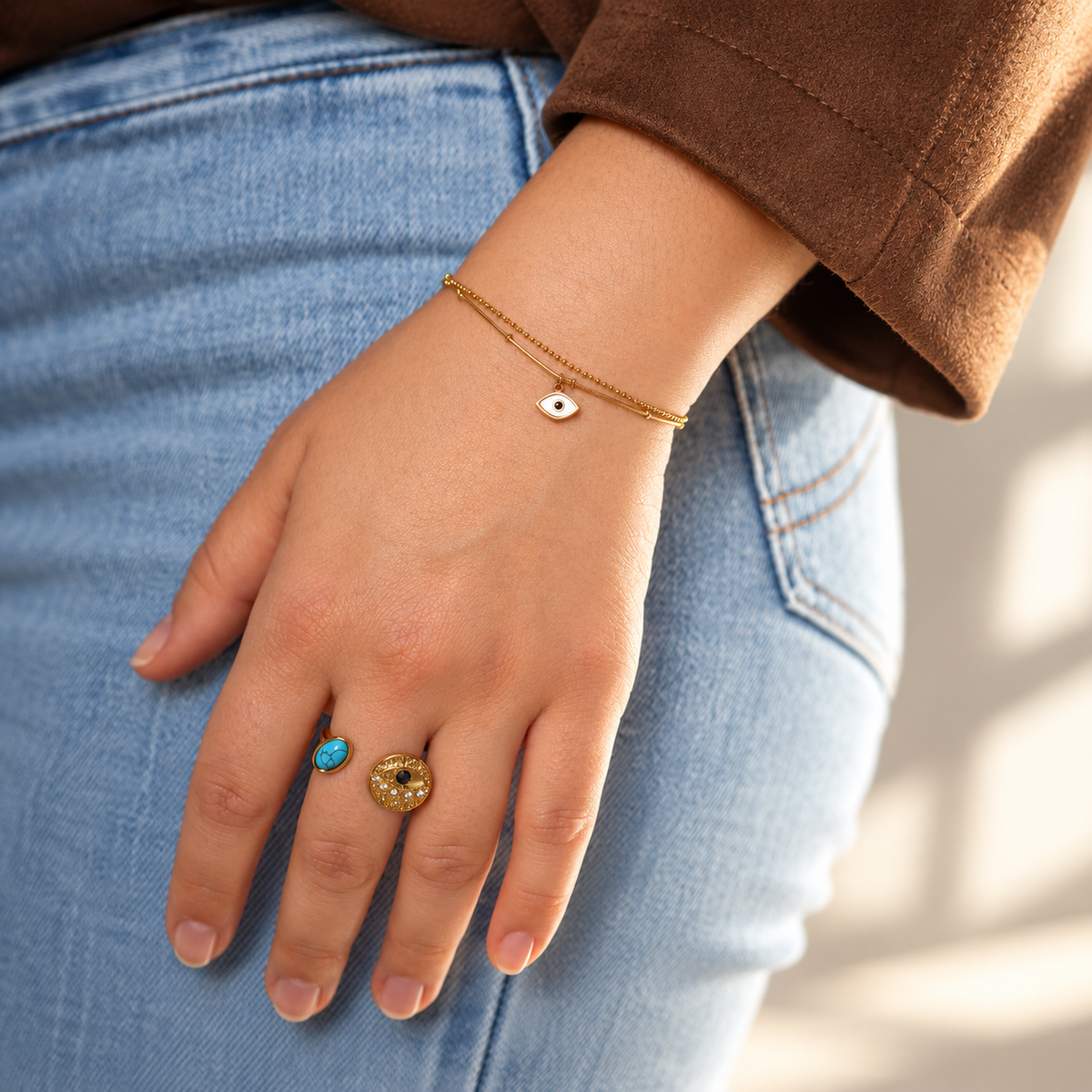 Watch Over Me – Mother of Pearl Evil Eye Bracelet