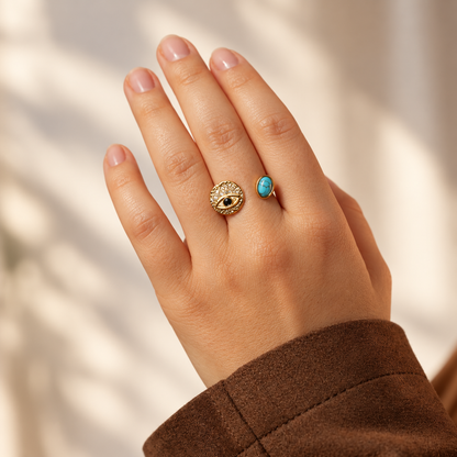 Eyes On You – Turquoise Evil Eye Ring