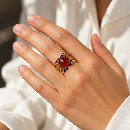 Aurelia – Red Agate Gemstone Ring