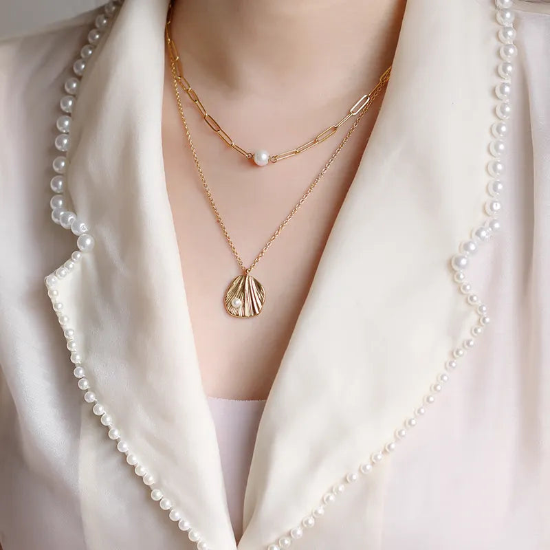 Pure Essence- Necklace with Pearl and 18k Stainless