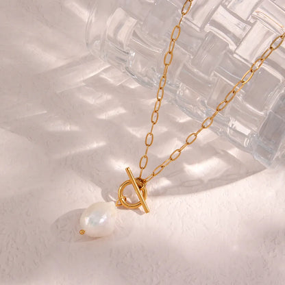 Pearl Serenity- Necklace with Pearl and 18k Stainless