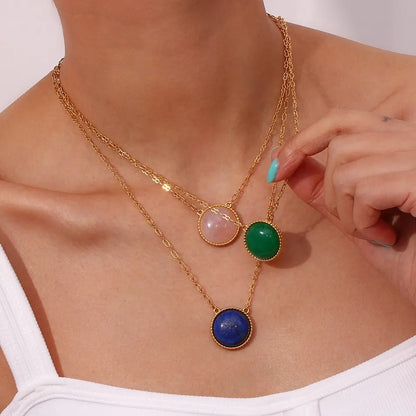 The Higher Mind - Lapis Lazuli Aventurine and Rose Quartz 18k Stainless Necklace