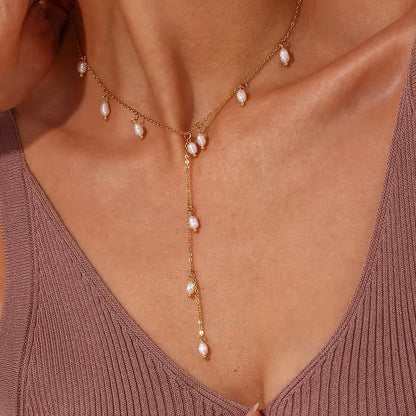 Sacred Drops - Necklace with Pearls and 18k Stainless