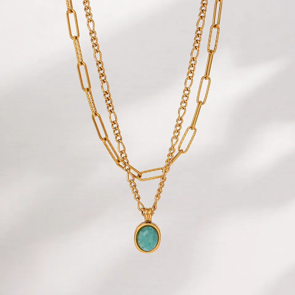 Hope and Confidence - 18k Necklaces Set with Amazonite