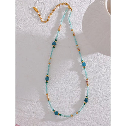 Absolute Consciousness - Faceted Apatite and Amazonite Choker Necklace