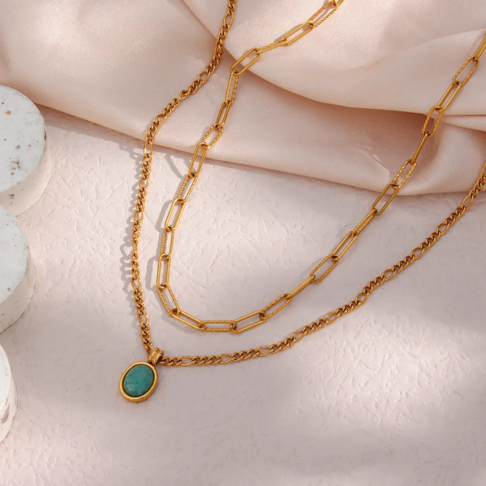 Hope and Confidence - 18k Necklaces Set with Amazonite