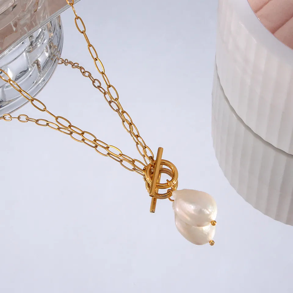 Pearl Serenity- Necklace with Pearl and 18k Stainless