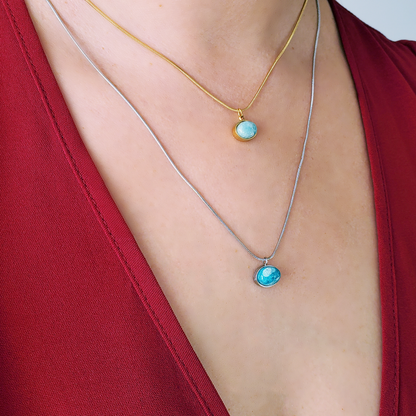 Hidden World - Gold / Silver Necklace with Amazonite