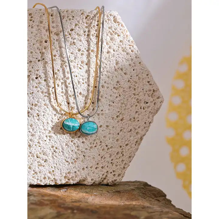 Hidden World - Gold / Silver Necklace with Amazonite