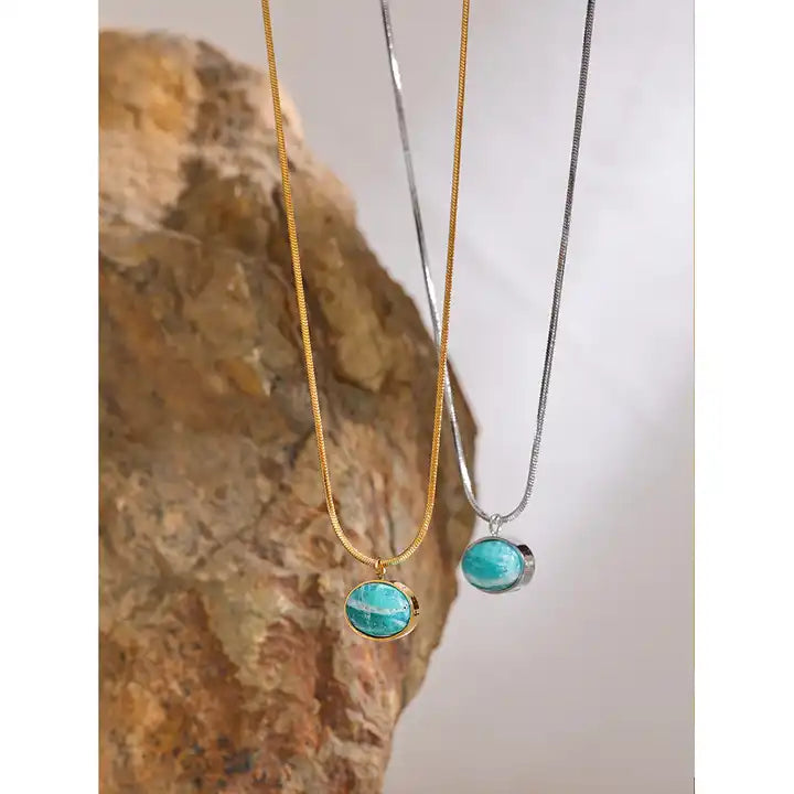 Hidden World - Gold / Silver Necklace with Amazonite