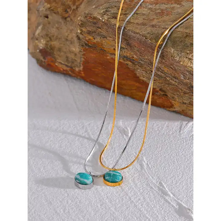 Hidden World - Gold / Silver Necklace with Amazonite