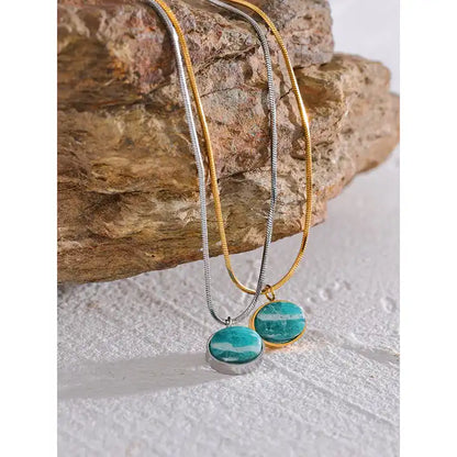 Hidden World - Gold / Silver Necklace with Amazonite